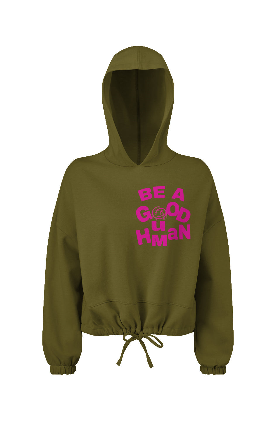 Apliiq Good Human Ladies Cropped Oversized Hoodie XXL Olive